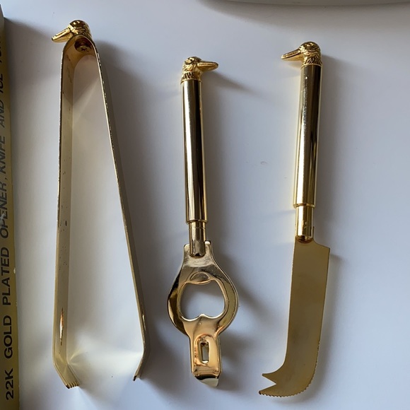 Vintage 3 piece bar tool set 22K gold plated - Picture 6 of 12